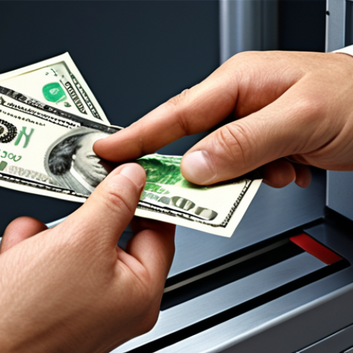 Home 4 **Prompt:** Overdraft facility, a hand reaching for money beyond the available balance, symbolizing short-term loan with high interest.