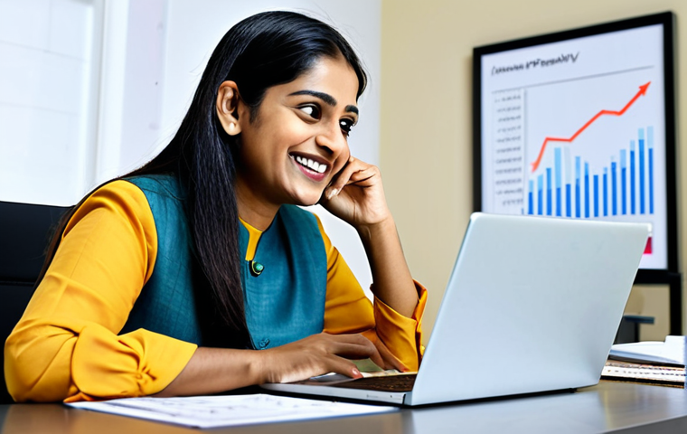 Smart Credit Card Use**
"A professional Indian woman, smiling confidently, reviewing her monthly budget on a laptop. She is wearing a modest, professional kurta. The scene is a bright, modern home office with financial charts subtly displayed in the background. Emphasize organization and financial control. Fully clothed, appropriate attire, safe for work, perfect anatomy, natural proportions, professional, modest, family-friendly."
**